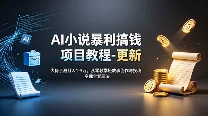 图片[1]-（19030期）AI小说暴利搞钱项目教程-更新，大佬亲测月入1-3万，从零教学短故事创作与投稿变现全套玩法