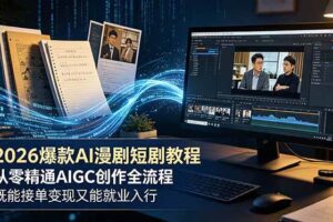 （18980期）2026 爆款 AI 漫剧短剧教程 从零精通 AIGC 创作全流程 既能接单变现又能就业入行-麦资源网