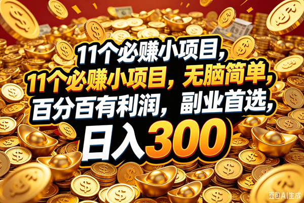 图片[1]-（18756期）11个必赚的小项目，百分百赚元子，无脑简单，副业首选，日入300+