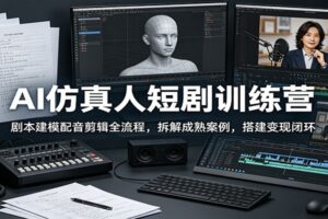 AI仿真人短剧训练营：剧本建模配音剪辑全流程，拆解成熟案例，搭建变现闭环-麦资源网