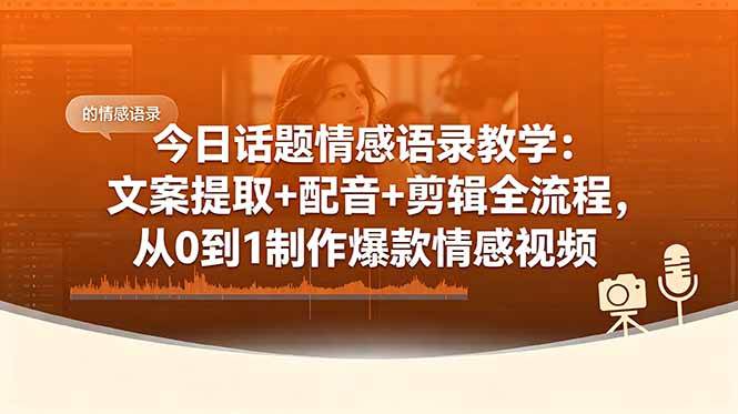 图片[1]-（18719期）今日话题情感语录教学：文案提取+配音+剪辑全流程，从0到1制作爆款情感视频