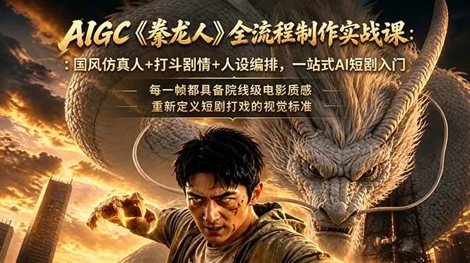 图片[1]-（18849期）AIGC《豢龙人》全流程制作实战课：国风仿真人+打斗剧情+人设编排，一站式AI短剧入门