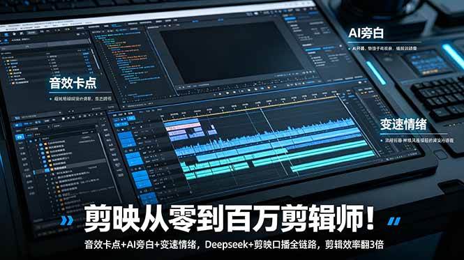 图片[1]-（18867期）剪映从零到百万剪辑师！音效卡点+AI旁白+变速情绪，Deepseek+剪映口播全链路，剪辑效率翻3倍