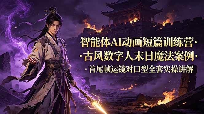 图片[1]-（19114期）智能体AI动画短篇训练营-更新，古风数字人末日魔法案例，首尾帧运镜对口型全套实操讲解