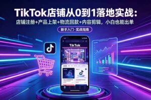 （18862期）TikTok店铺从0到1落地实战：店铺注册+产品上架+物流回款+内容剪辑，小白也能出单-麦资源网