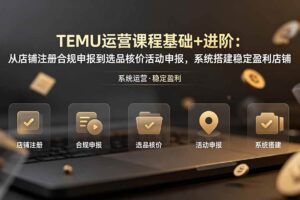 （19081期）TEMU运营课程（基础+进阶）：从店铺注册合规申报到选品核价活动申报，系统搭建稳定盈利店铺-麦资源网