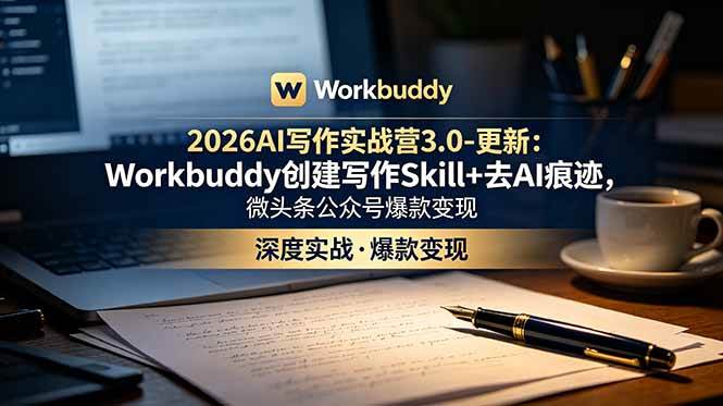 图片[1]-（18995期）2026AI写作实战营3.0-更新：Workbuddy创建写作Skill+去AI痕迹，微头条公众号爆款变现