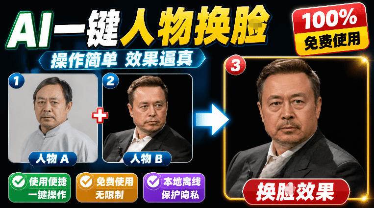 图片[1]-（19012期）纯离线本地运行！AI一键人物lian部替换软件，支持图片换lian，效果逼真，最便捷换lian工具FaceSwap