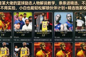 抖音某大佬的篮球励志人物解说教学，条条进精选，不用出镜不用实拍，小白也能轻松解锁伙伴计划+精选独家收益-麦资源网