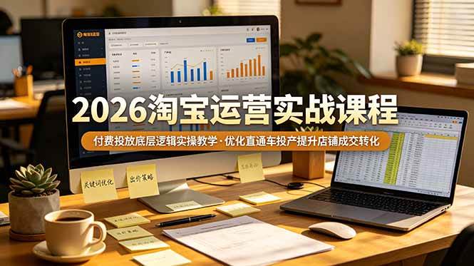 图片[1]-（19075期）2026 淘宝运营实战课程，付费投放底层逻辑实操教学，优化直通车投产提升店铺成交转化