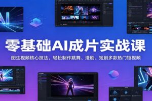 零基础AI成片实战课：图生视频核心技法，轻松制作跳舞、漫剧、短剧多款热门短视频-麦资源网