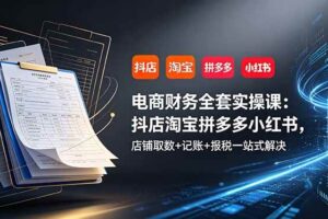 （19001期）电商财务全套实操课：抖店淘宝拼多多小红书，店铺取数+记账+报税一站式解决-麦资源网