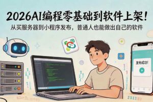 (18905期)2026AI编程零基础到软件上架!从买服务器到小程序发布,普通人也能做出自己的软件-麦资源网