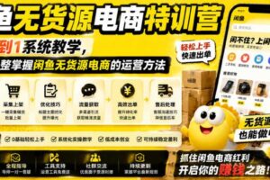 闲鱼无货源电商特训营,从0到1系统教学,帮你完整掌握闲鱼无货源电商的运营方法-麦资源网