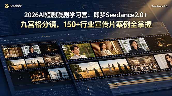 图片[1]-（19055期）2026AI短剧漫剧学习营：即梦Seedance2.0+九宫格分镜，150+行业宣传片案例全掌握