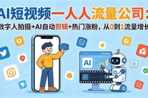 （18864期）AI短视频一人流量公司：数字人拍摄+AI自动剪辑+热门涨粉，从0到1流量增长-麦资源网