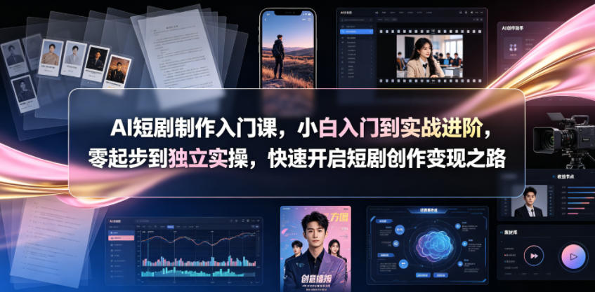 AI短剧制作入门课，小白入门到实战进阶，零起步到*实操，快速开启短剧创作变现之路