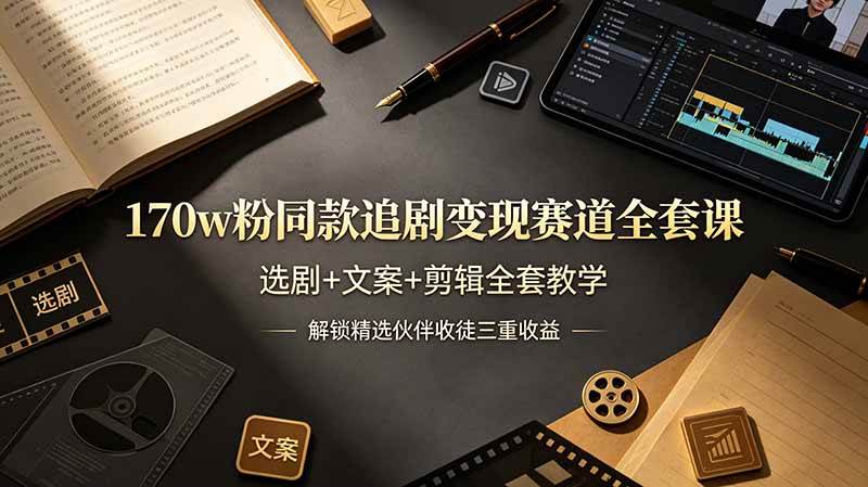 图片[1]-（19123期）170w粉博主同款追剧变现赛道全套课，选剧+文案+剪辑全套教学，解锁精选伙伴收徒三重收益