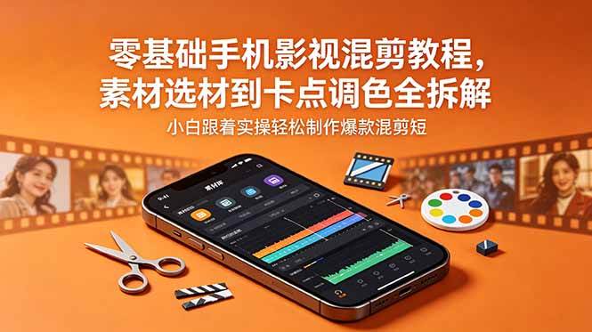 图片[1]-（18750期）零基础手机影视混剪教程，素材选材到卡点调色全拆解，小白跟着实操轻松制作爆款混剪短片