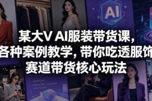 某大V AI服装带货课，各种案例教学，带你吃透服饰赛道带货核心玩法-麦资源网