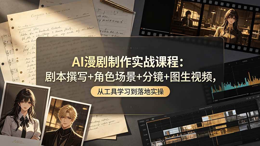 图片[1]-（19020期）AI漫剧制作实战课程：剧本撰写+角色场景+分镜+图生视频，从工具学习到落地实操