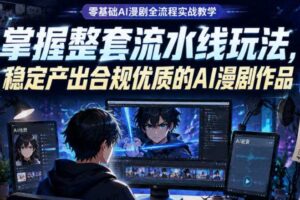 零基础AI漫剧全流程实战教学,掌握整套流水线玩法,稳定产出合规优质的AI漫剧作品-麦资源网