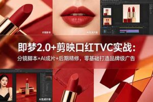 (18729期)即梦2.0+剪映口红TVC实战:分镜脚本+AI成片+后期精修,零基础打造品牌级广告-麦资源网