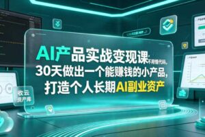 AI产品实战变现课，不用懂代码，30天做出一个能賺钱的小产品，打造个人长期AI副业资产-麦资源网