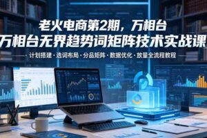 老火电商第2期，万相台无界趋势词矩阵技术实战课，计划搭建・选词布局・分品矩阵・数据优化・放量全流程教程-麦资源网
