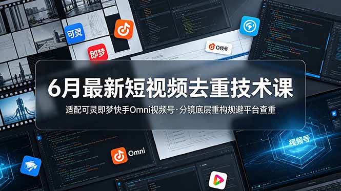 图片[1]-（19031期）6月最新短视频去重技术课，适配可灵即梦快手Omni视频号，分镜底层重构规避平台查重