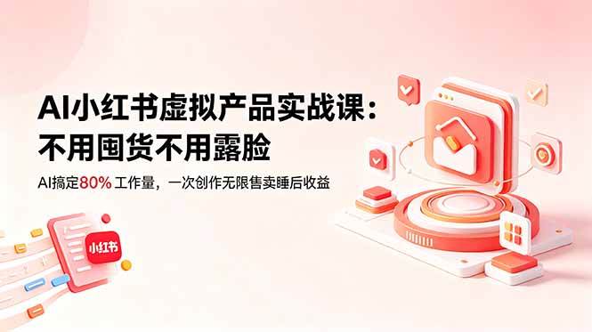 图片[1]-（18818期）AI小红书虚拟产品实战课-更新：不用囤货不用露脸，AI搞定80%工作量，一次创作无限售卖睡后收益