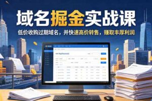 域名交易掘金实战课，低价收购过期域名，并快速高价转售，賺取丰厚利润【原创双语字幕】-麦资源网