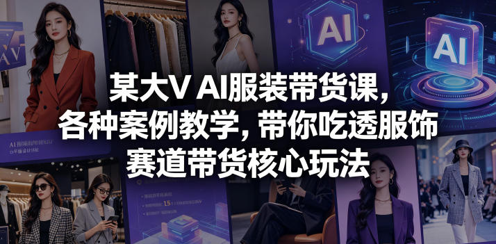 某大V AI服装带货课，各种案例教学，带你吃透服饰赛道带货*玩法