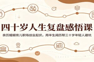 四十岁人生复盘感悟课：亲历婚姻育儿职场创业起伏，用半生阅历帮三十岁年轻人避坑-麦资源网