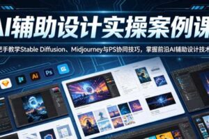 AI辅助设计实操案例课，手把手教学Stable Diffusion、Midjourney与PS协同技巧，掌握前沿AI辅助设计技术-麦资源网