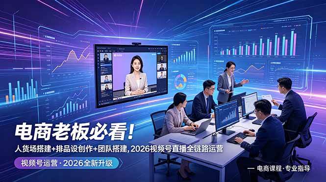 图片[1]-（18845期）电商老板必看！人货场搭建+排品设计+素材创作+团队搭建，2026视频号直播全链路运营
