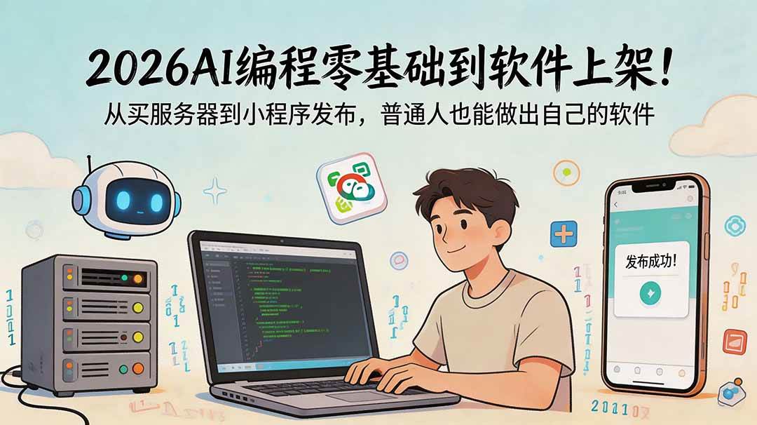 图片[1]-（18905期）2026AI编程零基础到软件上架！从买服务器到小程序发布，普通人也能做出自己的软件