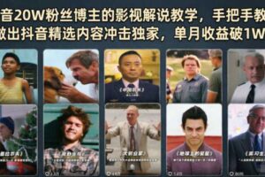 抖音20W粉丝博主的影视解说教学,手把手教你做出抖音精选内容冲击独家,单月收益破1W+-麦资源网