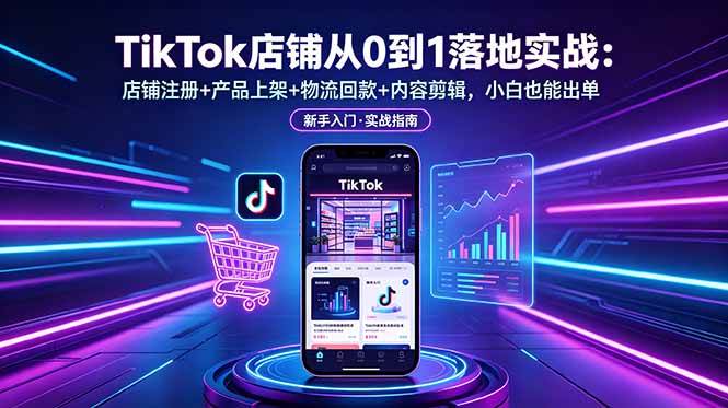 图片[1]-（18862期）TikTok店铺从0到1落地实战：店铺注册+产品上架+物流回款+内容剪辑，小白也能出单