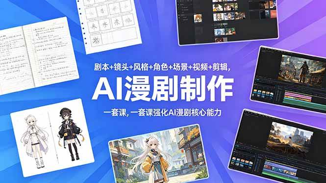 图片[1]-（18734期）剧本+镜头+风格+角色+场景+视频+剪辑，一套课强化AI漫剧核心能力
