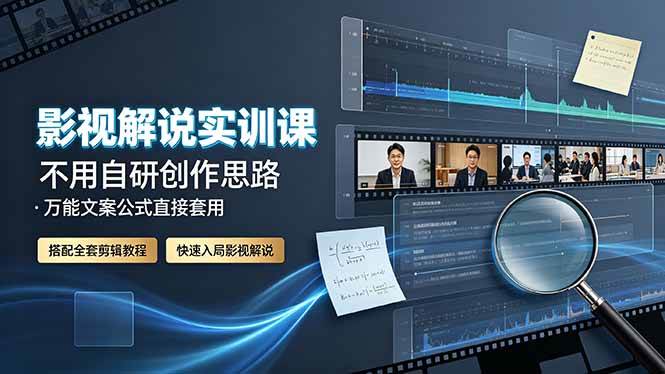 图片[1]-（19183期）影视解说实训课：不用自研创作思路，万能文案公式直接套用，搭配全套剪辑教程，快速入局影视解说