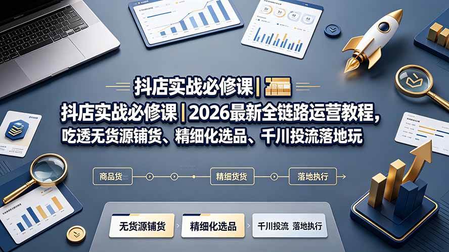 图片[1]-（19549期）抖店实战必修课｜2026最新全链路运营教程，吃透无货源铺货、精细化选品、千川投流落地玩法