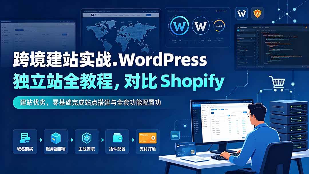 图片[1]-（19546期）跨境建站实战：WordPress 独立站全教程，对比 Shopify 建站优劣，零基础完成站点搭建与全套功能配置