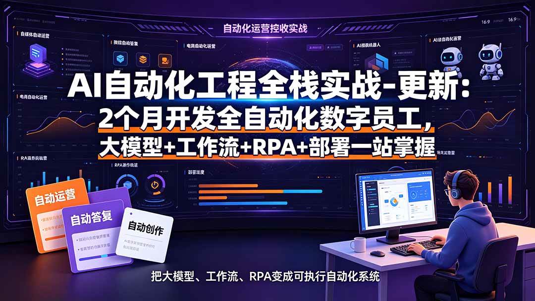 图片[1]-（19279期）AI自动化工程全栈实战-更新：2个月开发全自动化数字员工，大模型+工作流+RPA+部署一站式掌握