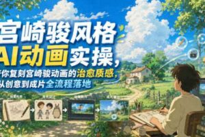 宫崎骏风格AI动画实操，带你复刻宫崎骏动画的治愈质感，从创意到成片全流程落地-麦资源网