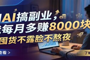 用AI搞副业，我每月多赚8000块，不囤货不露脸不熬夜-麦资源网