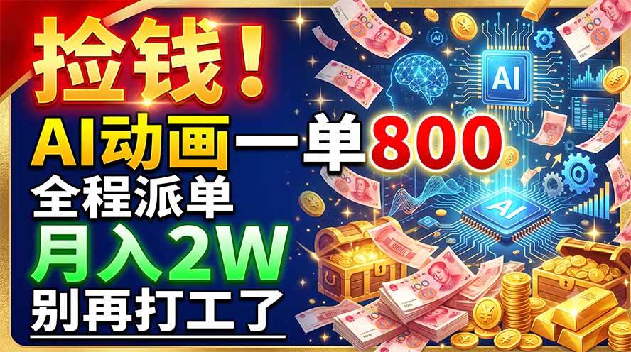 图片[1]-（19330期）捡钱！AI动画一单800，全程派单，月入2W，别再打工了