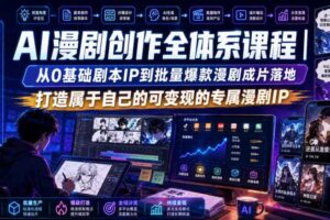 AI漫剧创作全体系课程｜从0基础剧本IP到批量爆款漫剧成片落地，打造属于自己的可变现的专属漫剧IP-麦资源网