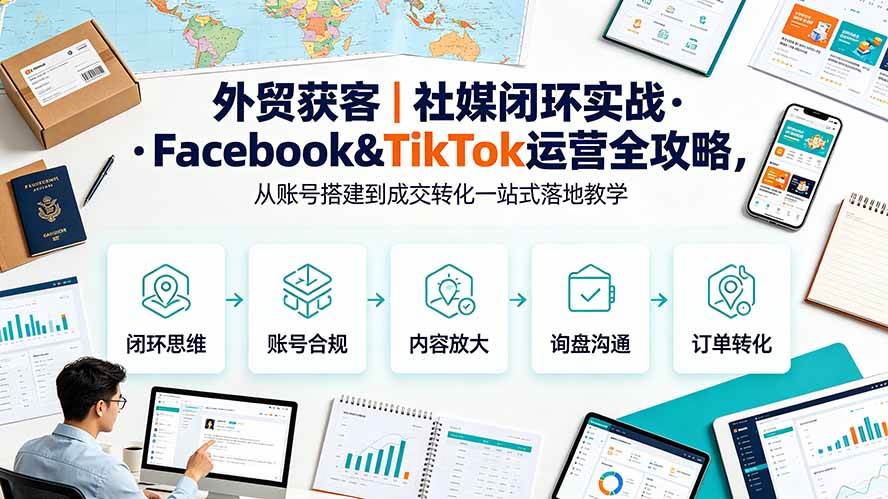 图片[1]-（19526期）外贸获客｜社媒闭环实战·Facebook&TikTok运营全攻略，从账号搭建到成交转化一站式落地教学