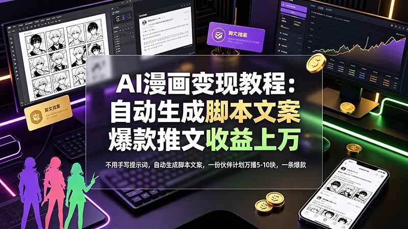 图片[1]-（19170期）AI漫画变现教程：不用手写提示词，自动生成脚本文案，一份伙伴计划万播5-10块，一条爆款推文收益上万